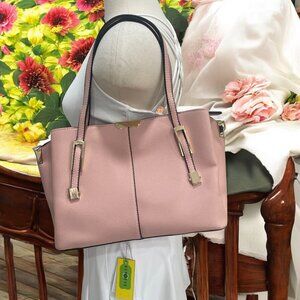 Charming Charlie Pink Structured Tote Bag Gold-tone Hardware Satchel Purse Work